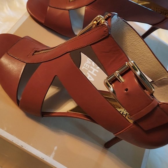 Michael Kors : Anya Mid Sandal : Luggage Leather : Size 8 : NWT - Picture 7 of 10